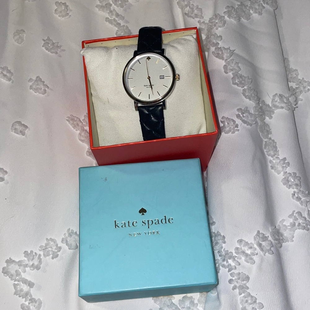 Black quilted leather Kate spade watch